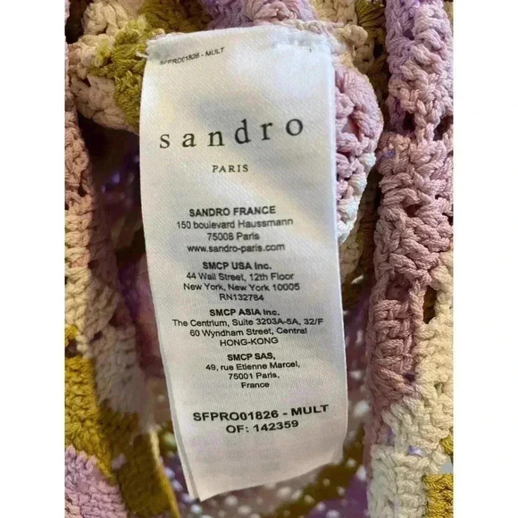 Sandro Multicoloured crochet polo mini dress 38 US 6 S M knit stripe Ethel multi - Picture 10 of 12